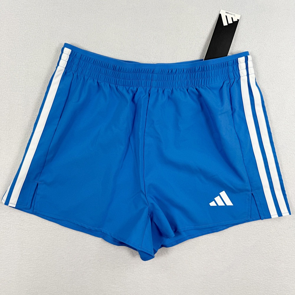 Adidas Womens 3 Stripe Woven Shorts / Size M / Ray Blue White KC5502, NEW